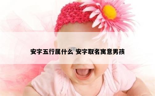 安字五行属什么 安字取名寓意男孩