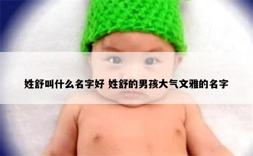 姓舒叫什么名字好 姓舒的男孩大气文雅的名字