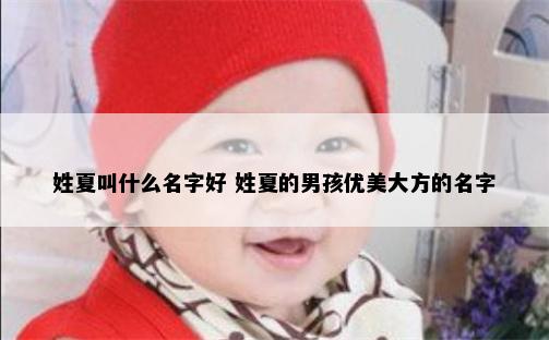 姓夏叫什么名字好 姓夏的男孩优美大方的名字