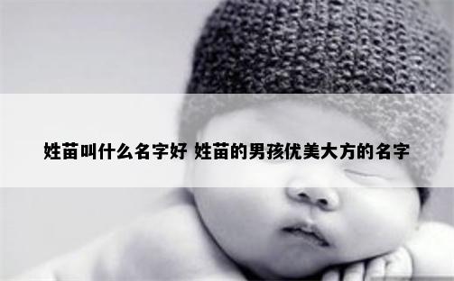 姓苗叫什么名字好 姓苗的男孩优美大方的名字