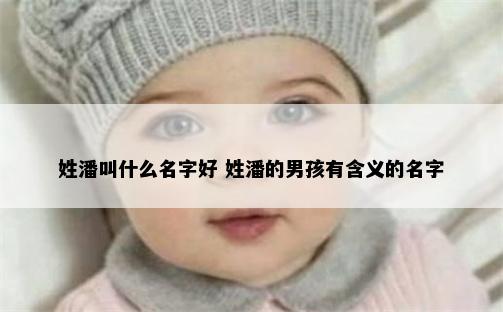 姓潘叫什么名字好 姓潘的男孩有含义的名字
