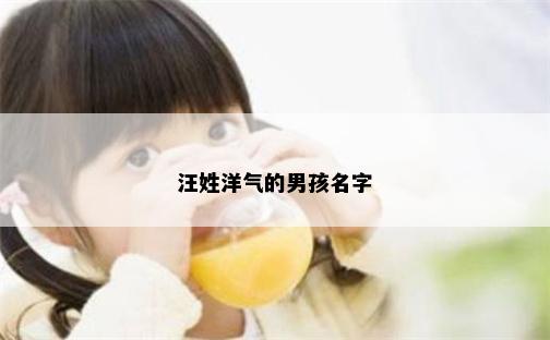 汪姓洋气的男孩名字