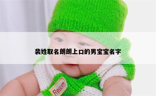 裴姓取名朗朗上口的男宝宝名字