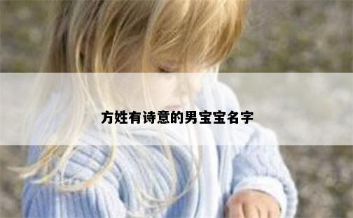方姓有诗意的男宝宝名字
