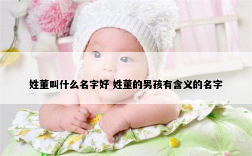 姓董叫什么名字好 姓董的男孩有含义的名字