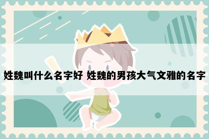 姓魏叫什么名字好 姓魏的男孩大气文雅的名字